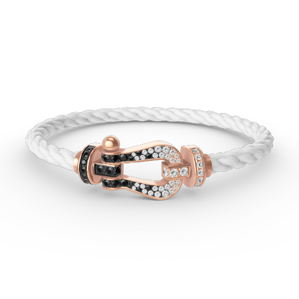 [RAFFINE]FORCE LARGE HORSESHOE BLACK WHITE DIAMOND BRACELET ROSE GOLD