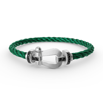 [RAFFINE]FORCE LARGE HORSESHOE BLACK DIAMOND BRACELET SILVER