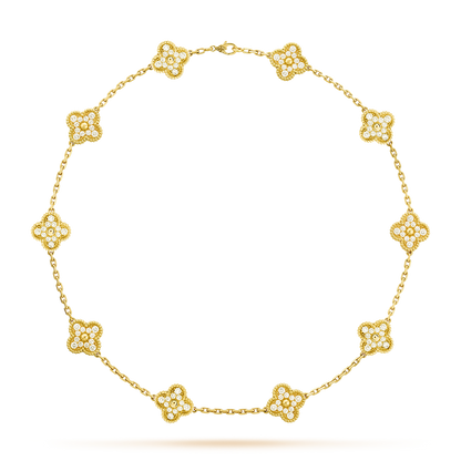 [RAFFINE]CLOVER 10 MOTIFS DIAMOND NECKLACE