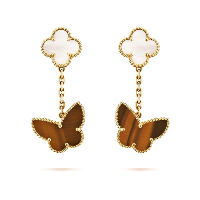 [LUXE]BUTTERFLY 2 MOTIF TIGER EYE MOP EARRINGS