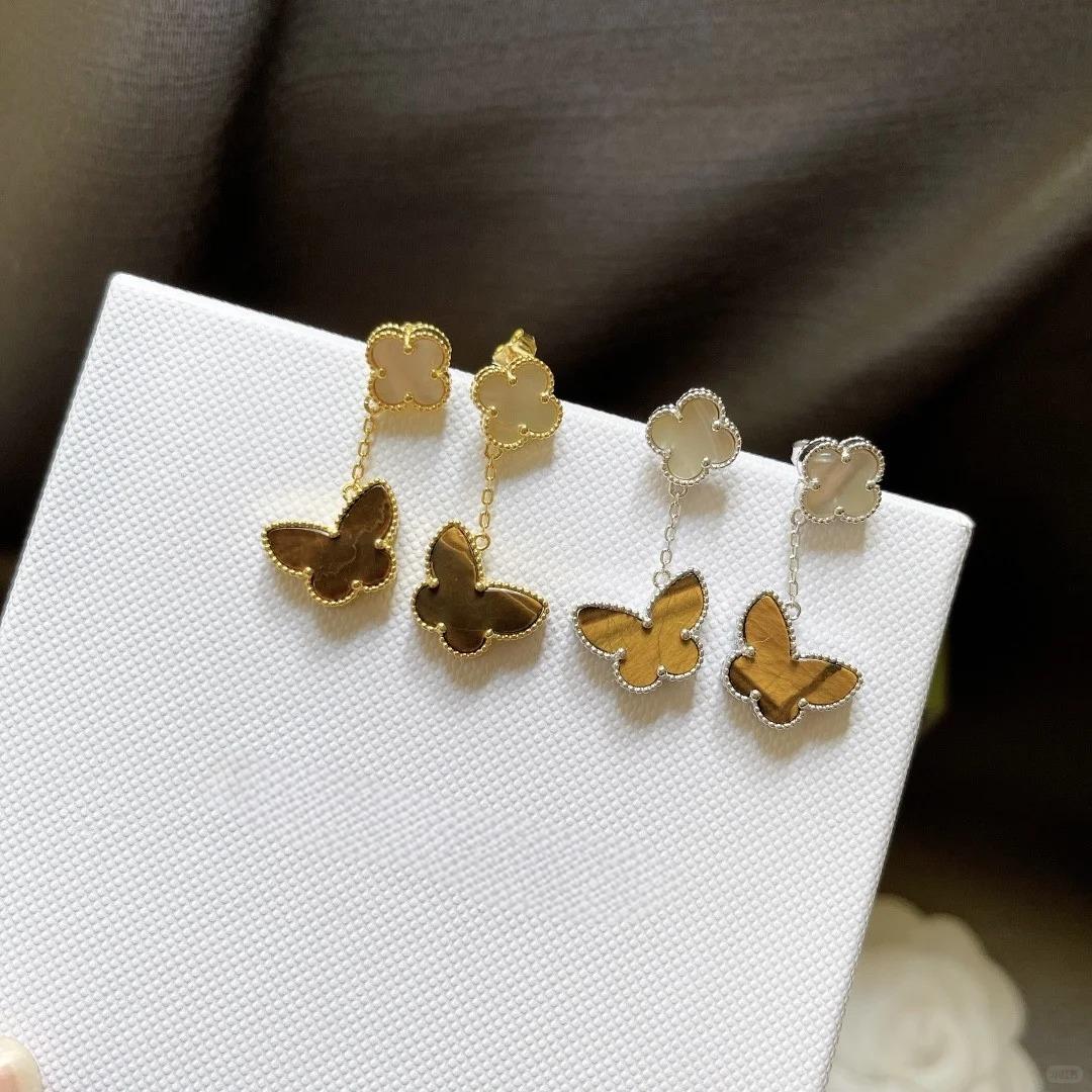 [LUXE]BUTTERFLY 2 MOTIF TIGER EYE MOP EARRINGS