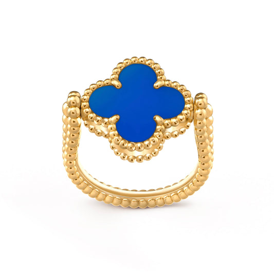 [RAFFINE]CLOVER RIVERSIBLE BLUE AGATE RING