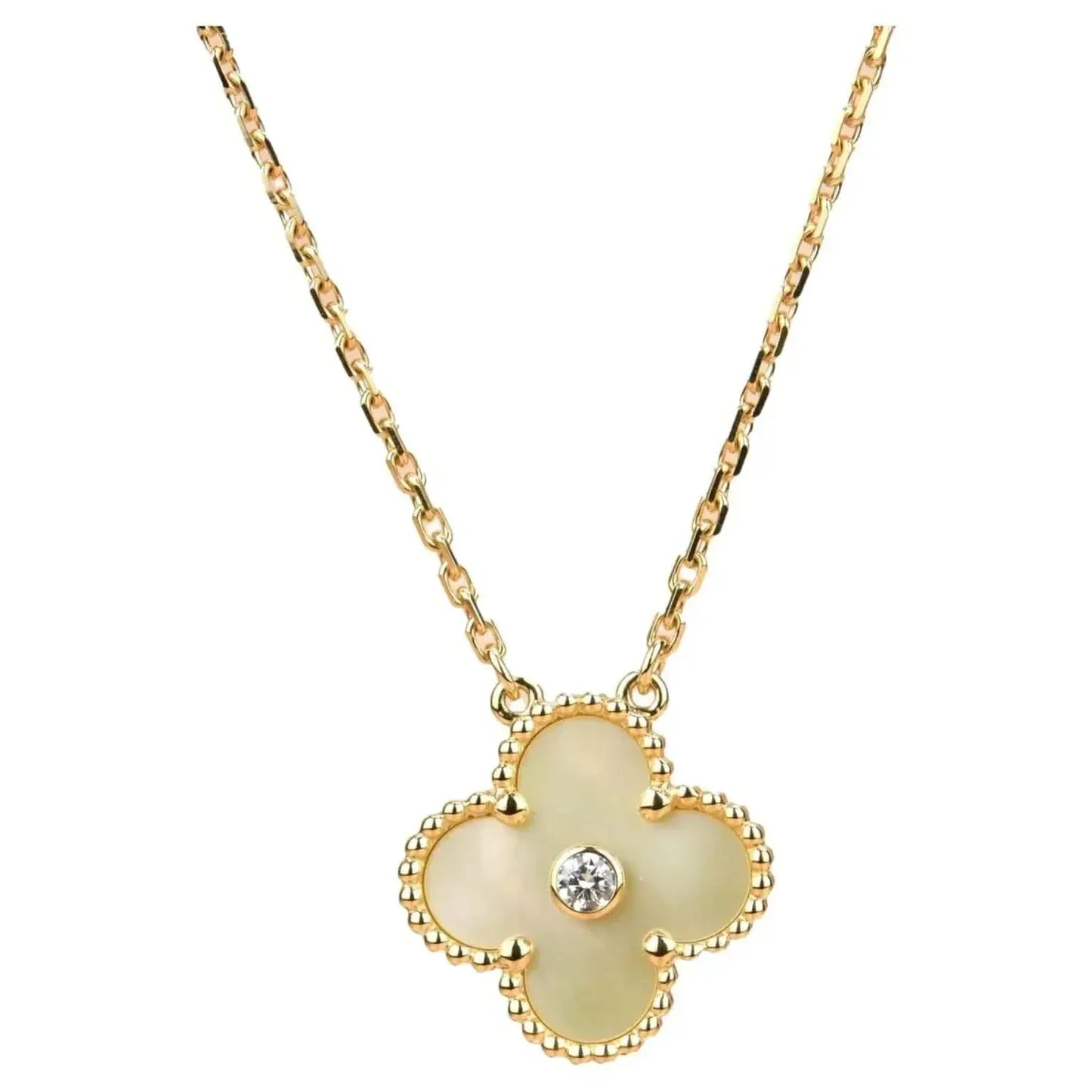 [RAFFINE]CLOVER 15MM DIAMOND GOLD MOTHER OF PEARL NECKLACE