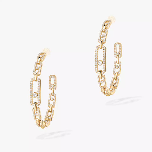 [[RAFFINE]Move Link Diamond Hoop Earrings