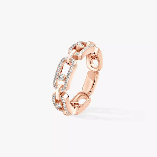 [RAFFINE]Move Link Pave_-Set Diamond Ring in Gold
