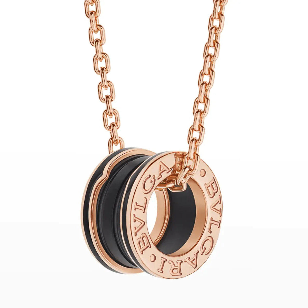[RAFFINE]ZERO 1 COLLAR DE CERÁMICA NEGRA Y ORO ROSA