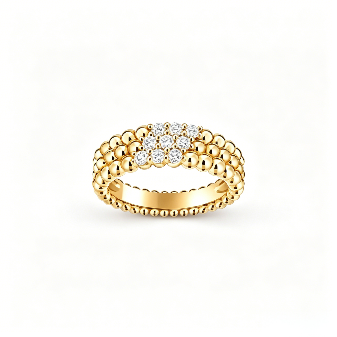 [RAFFINE] THREE-ROW DIAMOND RING