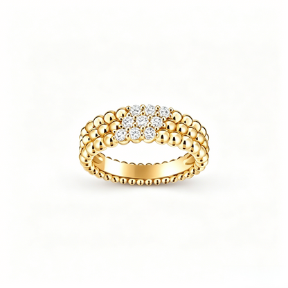 [RAFFINE] THREE-ROW DIAMOND RING