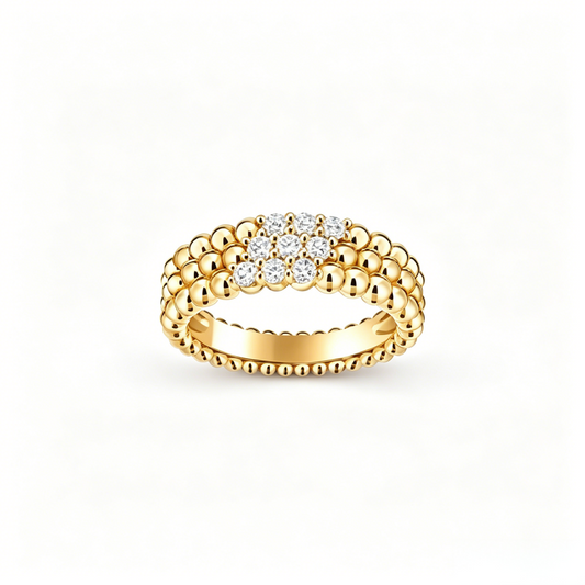 [RAFFINE] THREE-ROW DIAMOND RING