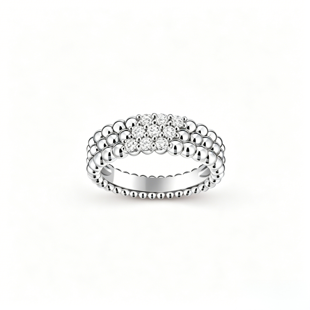 [RAFFINE] THREE-ROW DIAMOND RING