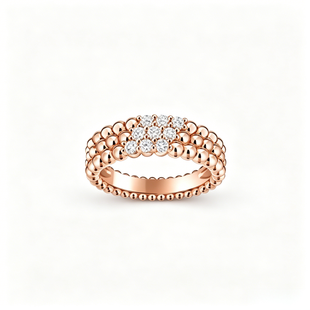 [RAFFINE] THREE-ROW DIAMOND RING