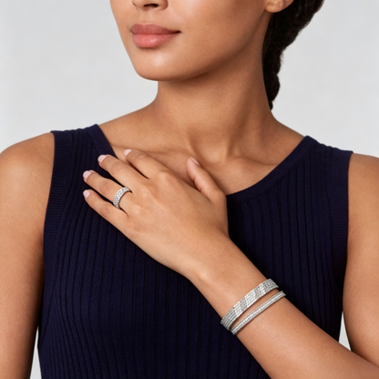 [RAFFINE] THREE-ROW DIAMOND RING