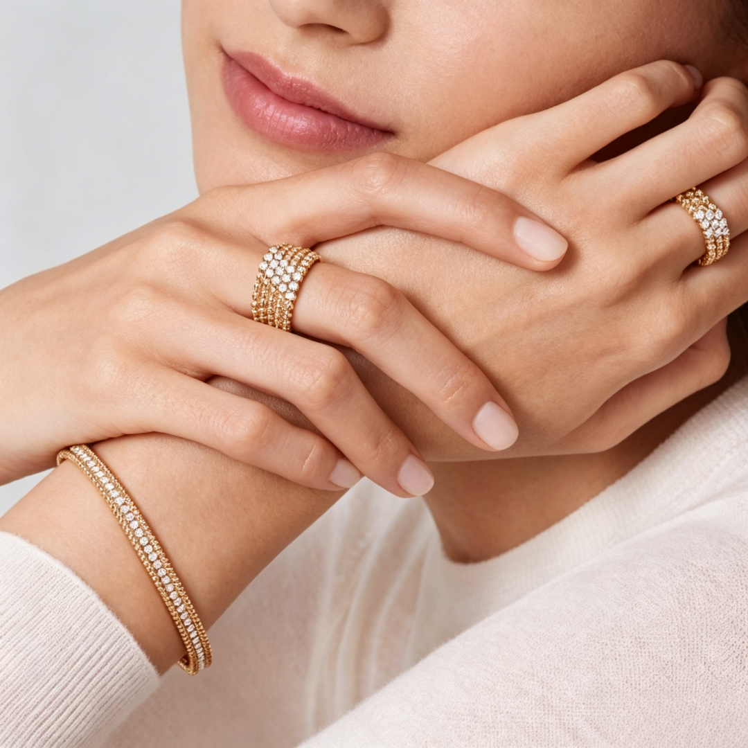 [RAFFINE] THREE-ROW DIAMOND RING