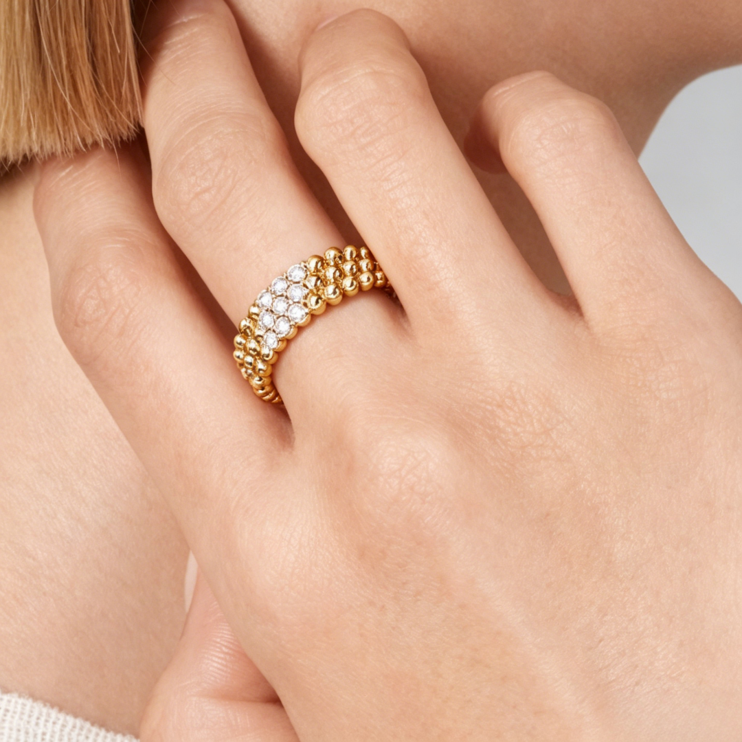 [RAFFINE] THREE-ROW DIAMOND RING