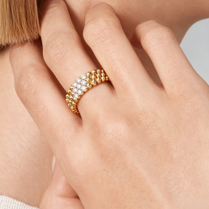 [RAFFINE] THREE-ROW DIAMOND RING