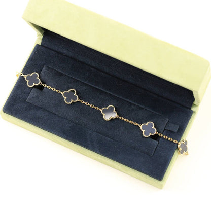 [RAFFINE]CLOVER  5 MOTIFS BLACK ONYX BRACELET