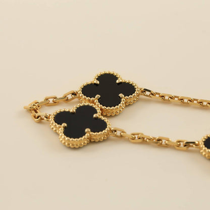 [RAFFINE]CLOVER  5 MOTIFS BLACK ONYX BRACELET