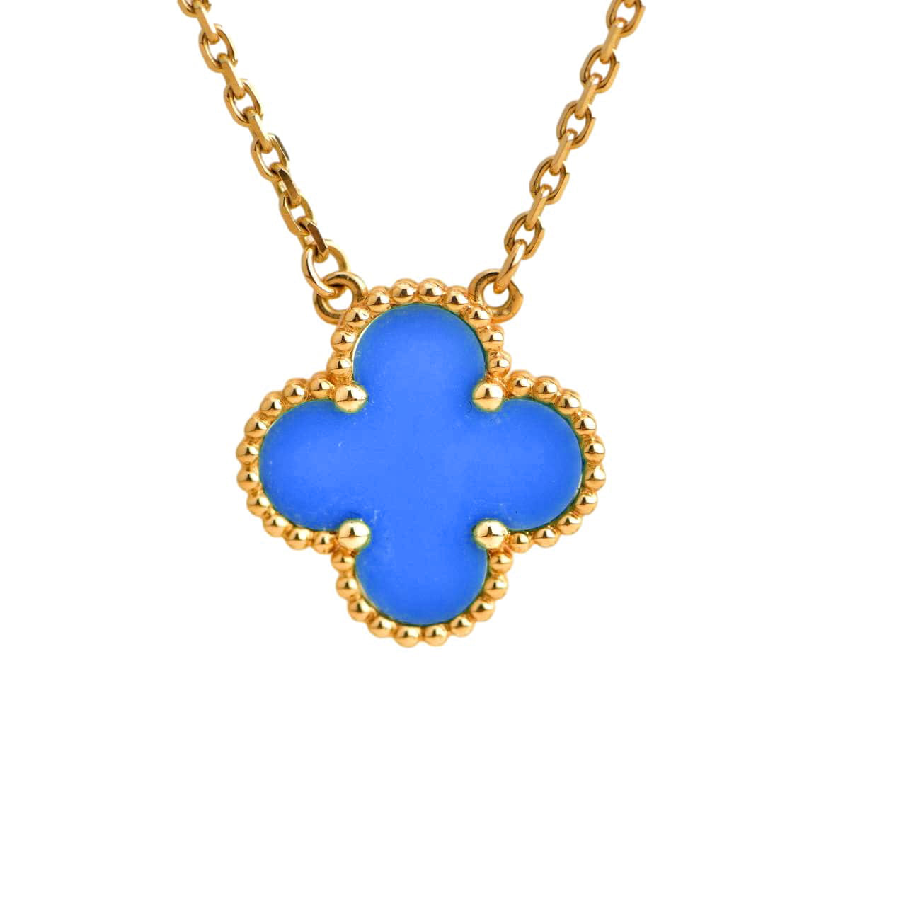 [Raffine]CLOVER 15MM BLAUER ACHAT HALSKETTE