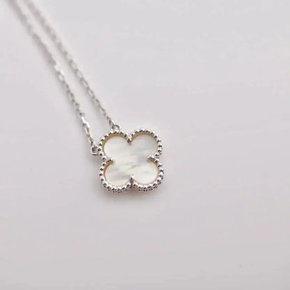 [RAFFINE]CLOVER  15MM WHITE MOTHER-OF-PEARL SILVER