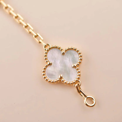 [RAFFINE]CLOVER WHITE PEARL MOP 5 MOTIF BRACELET COLLECTION