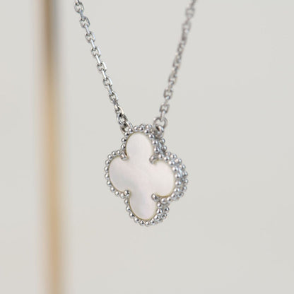 [RAFFINE]CLOVER  15MM WHITE MOTHER-OF-PEARL SILVER