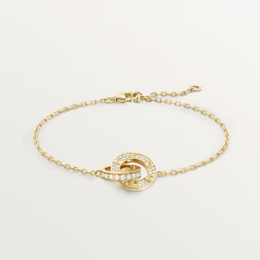 [Raffine]LOVE DOUBLE RING FULL DIAMOND BRACELET