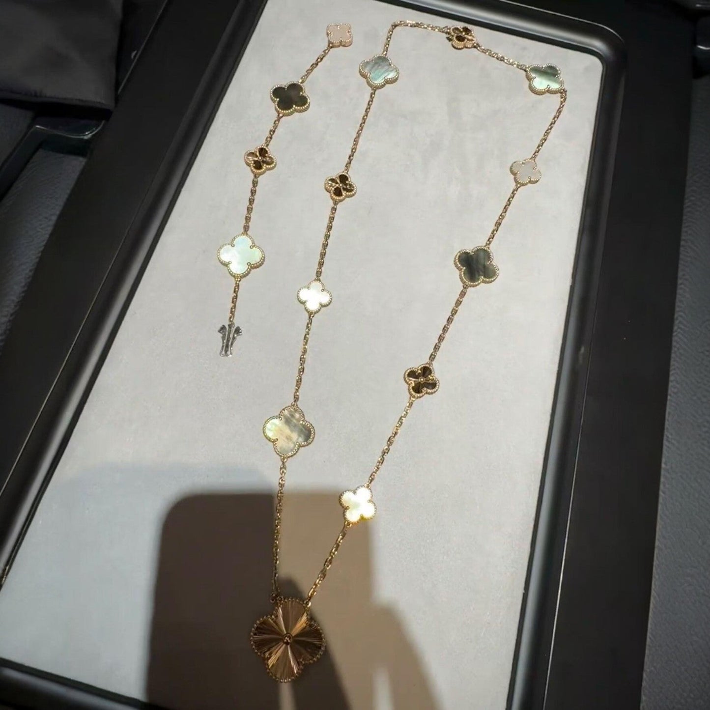 [RAFFINE]DETACHABLE CLOVER 15(11+4) FLOWER ROSE GOLD NECKLACE SET