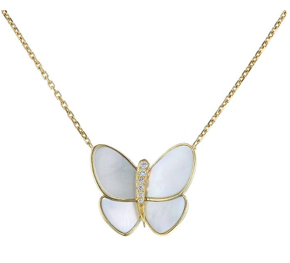 [RAFFINE]BUTTERFLY GOLD MOP DIAMOND NECKLACE