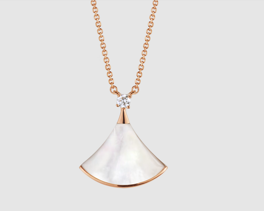[RAFFINE] COLLAR DREAM BLANCO MOP ORO ROSA 1 DIAMANTE