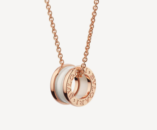 [RAFFINE]ZERO 1 COLLAR DE CERÁMICA BLANCA Y ORO ROSA