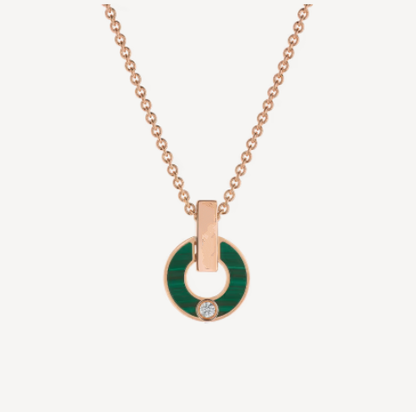 [RAFFINE]GARI COLLAR ORO ROSA MALAQUITA
