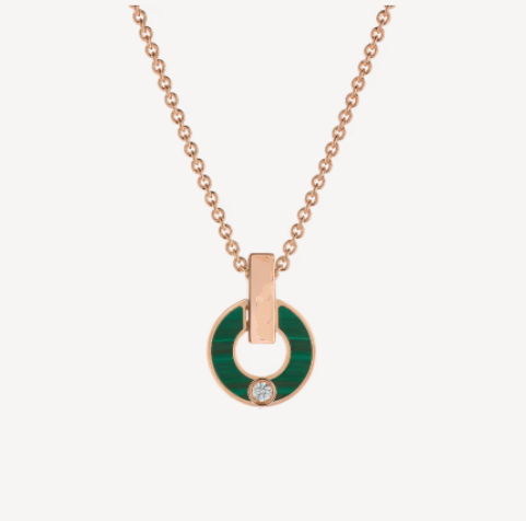 [RAFFINE]GARI COLLAR ORO ROSA MALAQUITA