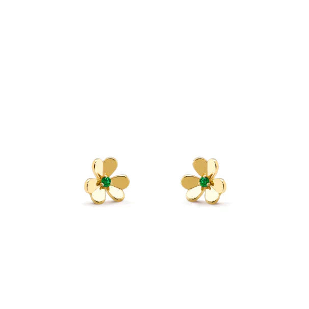 [RAFFINE]PENDIENTES DE MALAQUITA CON FLOR FRÍVULA