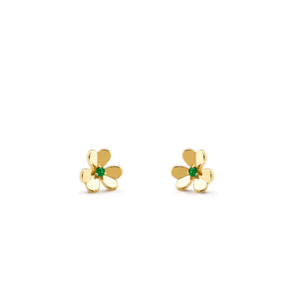 [RAFFINE]PENDIENTES DE MALAQUITA CON FLOR FRÍVULA
