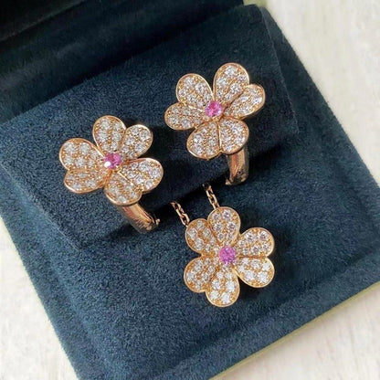[RAFFINE]FRIVOLE PINK GOLD FLOWER DIAMOND EARRINGS