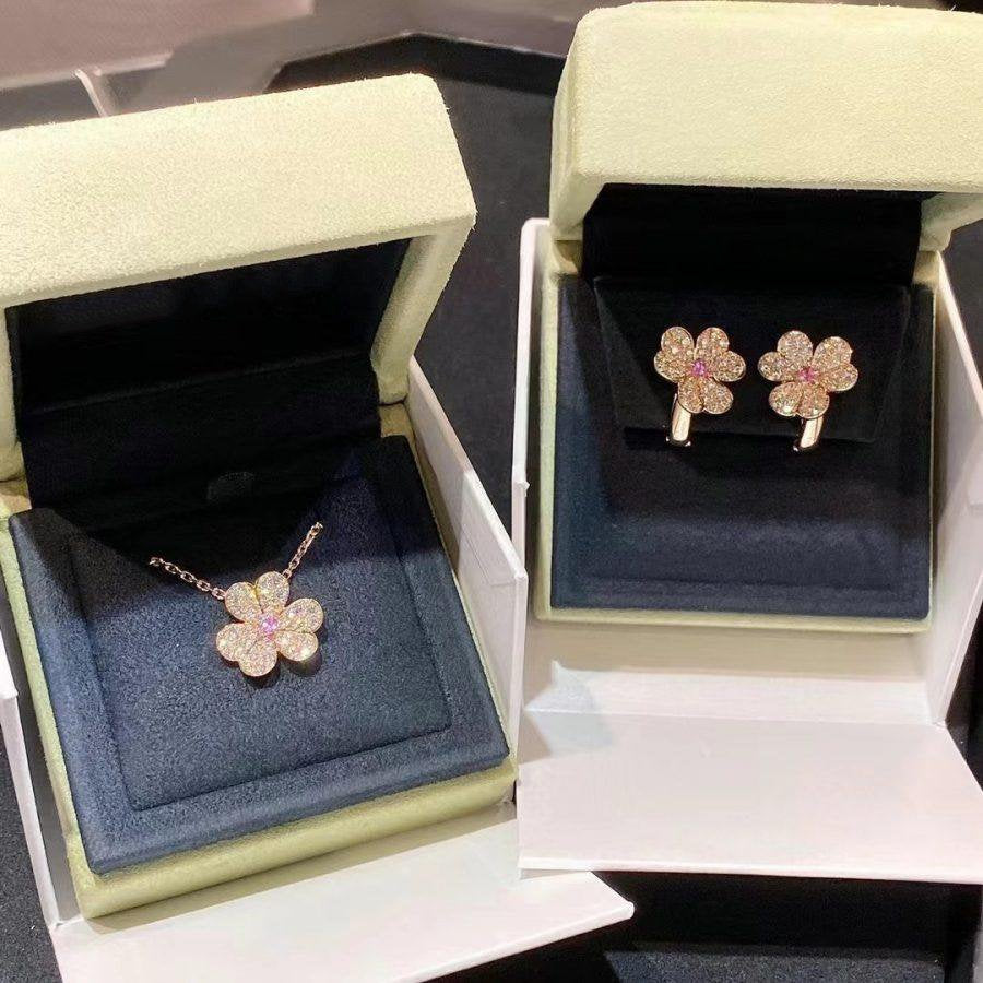 [RAFFINE]FRIVOLE ROSE GOLD FLOWER DIAMOND NECKLACE