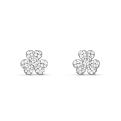 [RAFFINE]FRIVOLE SILVER FLOWER DIAMOND EARRINGS