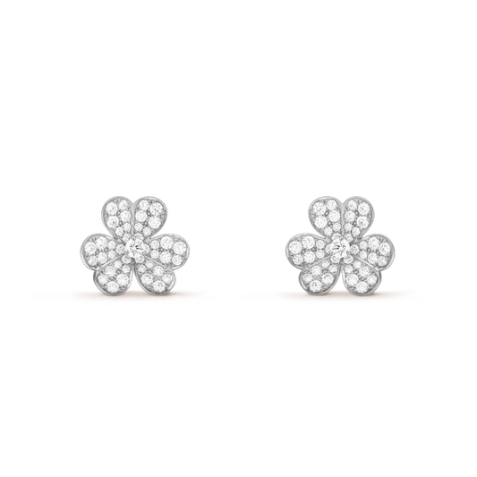[RAFFINE]FRIVOLE SILVER FLOWER DIAMOND EARRINGS