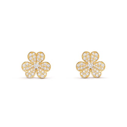 [RAFFINE]FRIVOLE GOLD FLOWER DIAMOND EARRINGS
