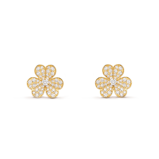 [RAFFINE]FRIVOLE GOLD FLOWER DIAMOND EARRINGS