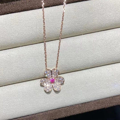 [RAFFINE]FRIVOLE ROSE GOLD FLOWER DIAMOND NECKLACE