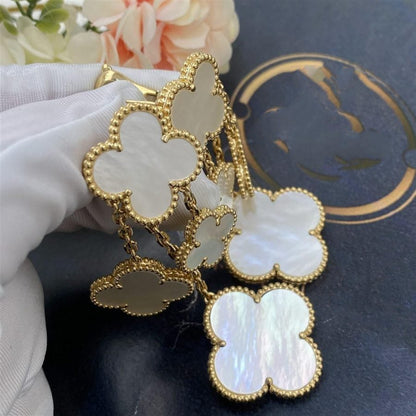 [RAFFINE]CLOVER EARRINGS WHITE MOP 4 MOTIFS GOLD