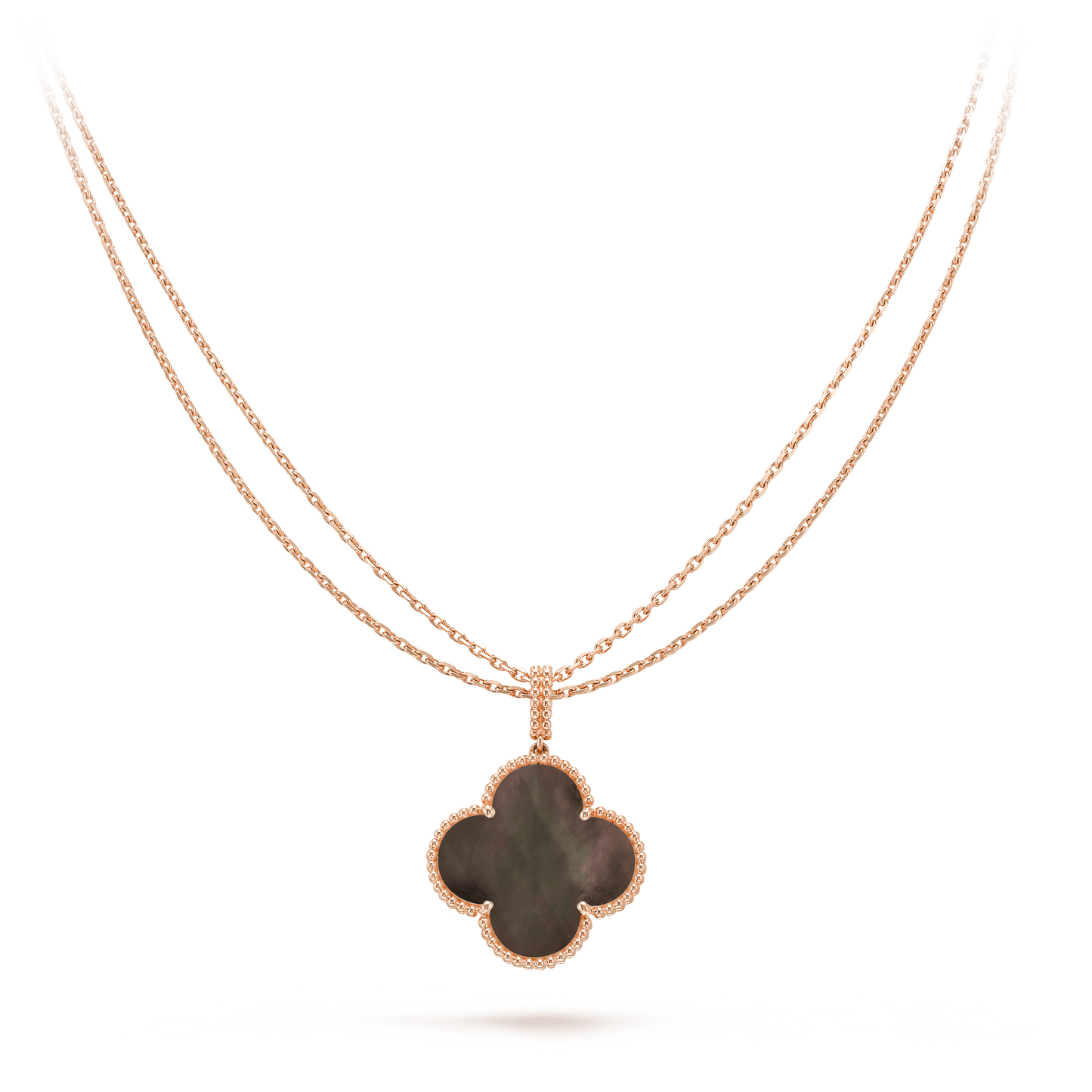 [RAFFINE]CLOVER 25MM GOLD DARK MOP BIG CLOVER NECKLACE