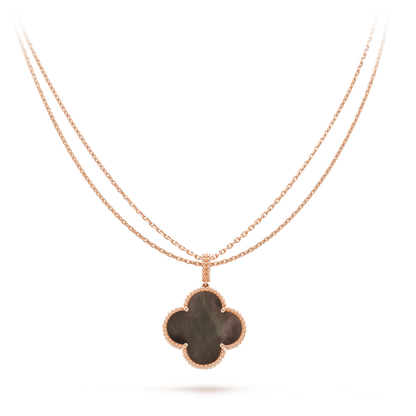 [RAFFINE]CLOVER 25MM GOLD DARK MOP BIG CLOVER NECKLACE