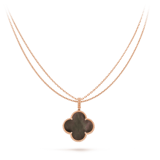 [RAFFINE]CLOVER 25MM GOLD DARK MOP BIG CLOVER NECKLACE