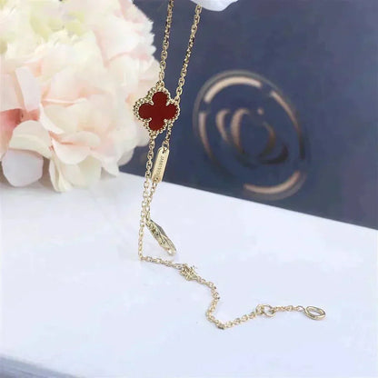 [RAFFINE]CLOVER  CARNELIAN SINGLE FLOWER BRACELET