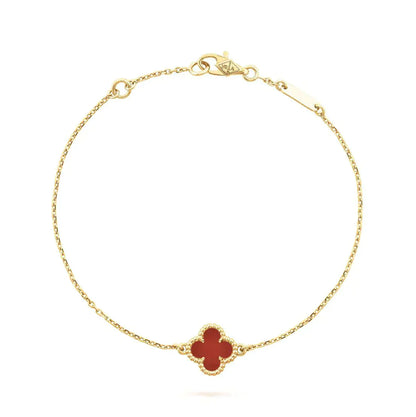 [RAFFINE]CLOVER  CARNELIAN SINGLE FLOWER BRACELET