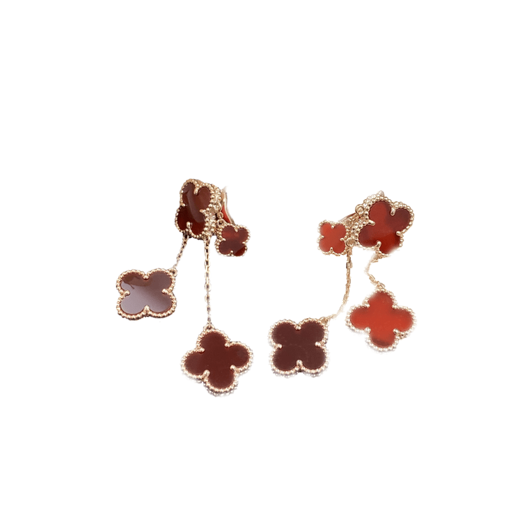 [Raffine]CLOVER OHRRINGE KARNEOL 4 MOTIVE ROSA GOLD