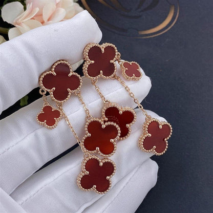[Raffine]CLOVER OHRRINGE KARNEOL 4 MOTIVE ROSA GOLD