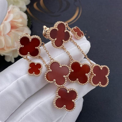 [Raffine]CLOVER OHRRINGE KARNEOL 4 MOTIVE ROSA GOLD